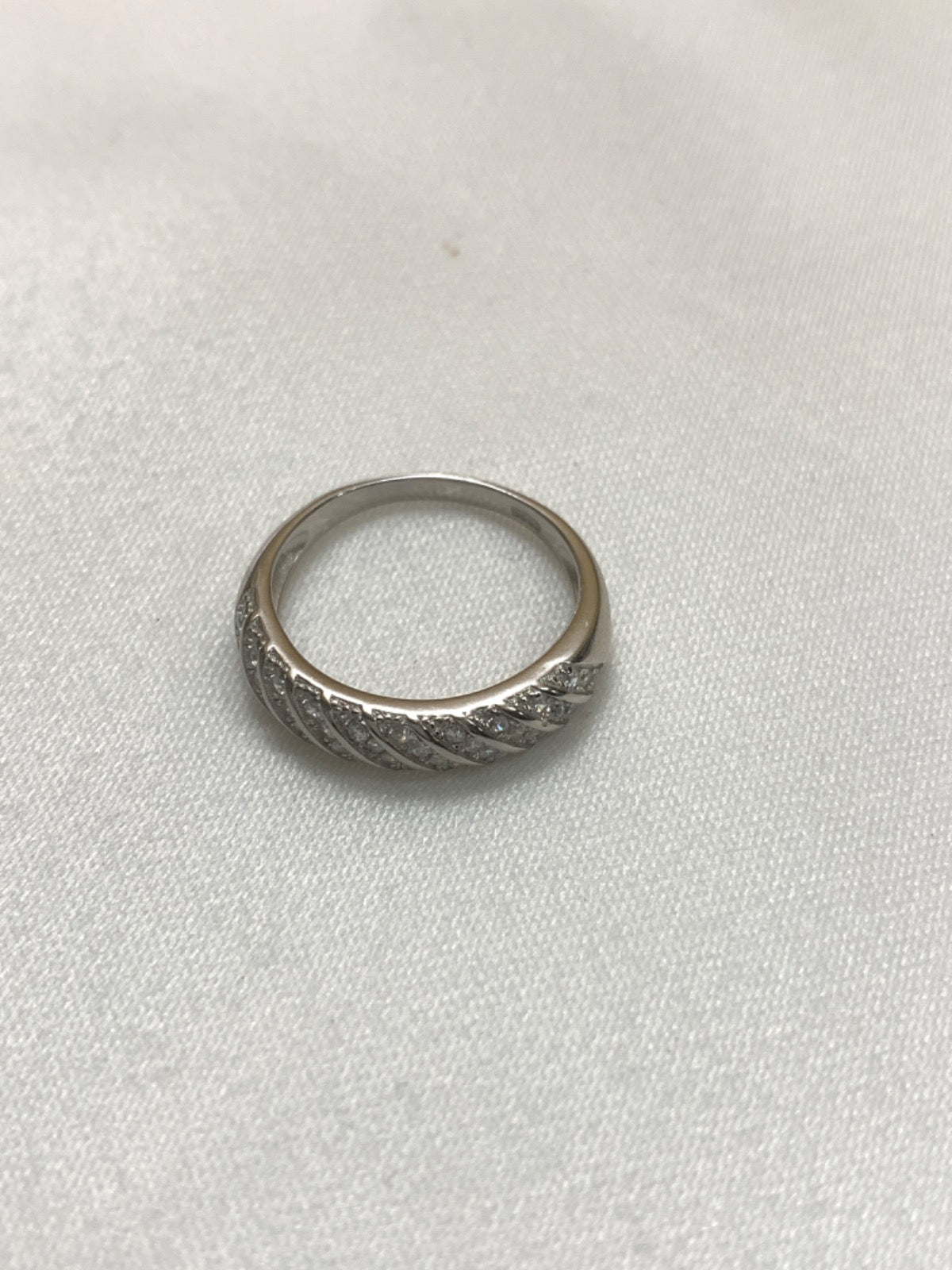 White Silver Ring with CZ