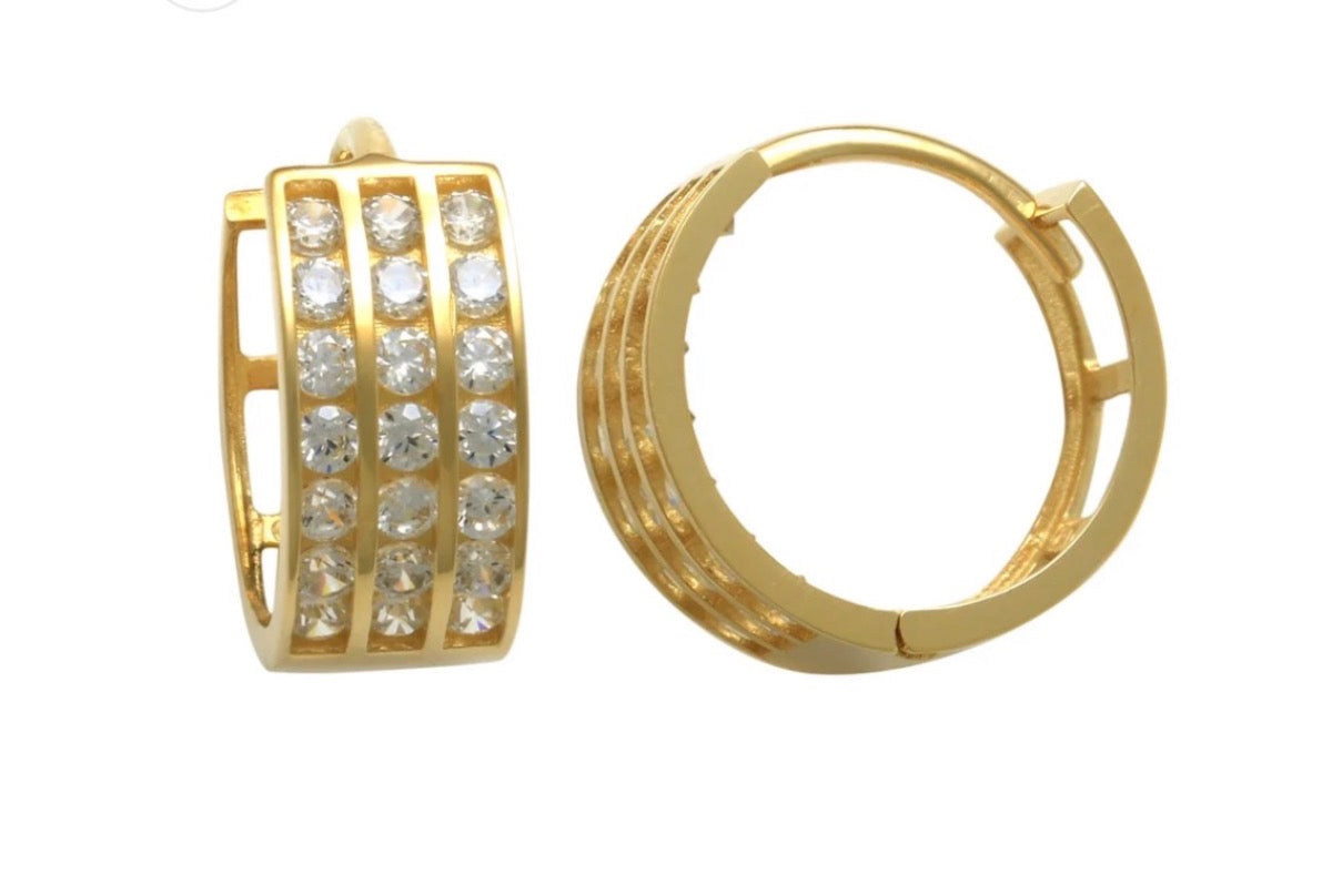 14K Yellow Gold Hoop Earring with CZ