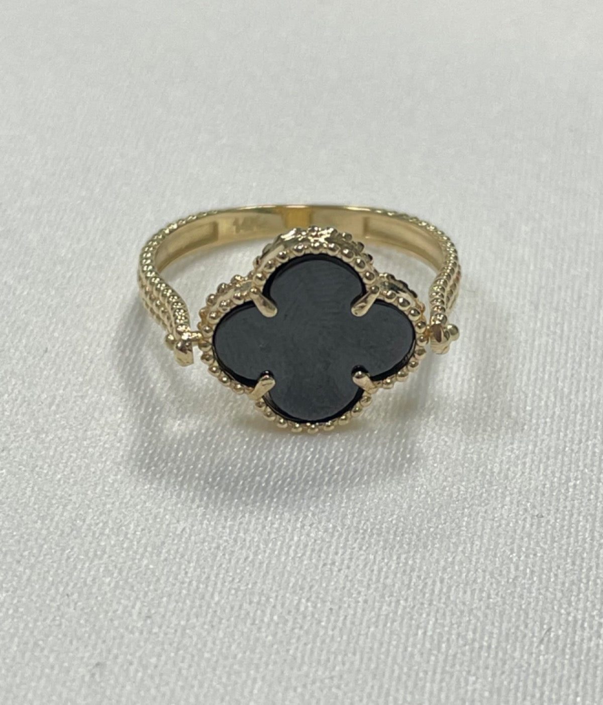 14K Yellow Gold Clove Ring with CZ