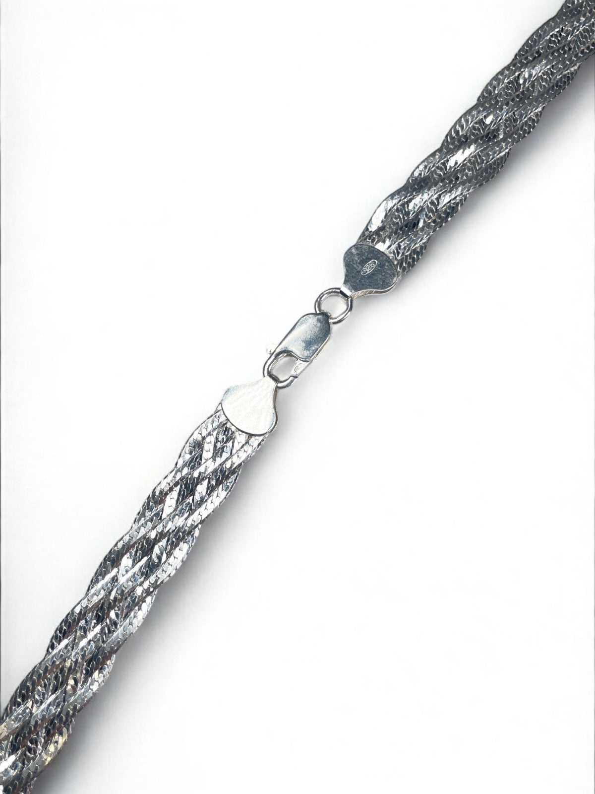 White Silver Braided Necklace