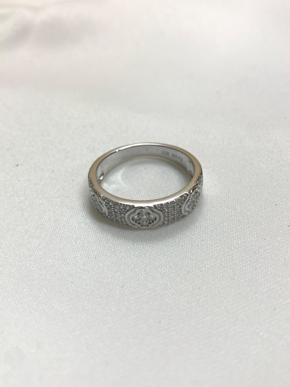 White Silver Ring with CZ