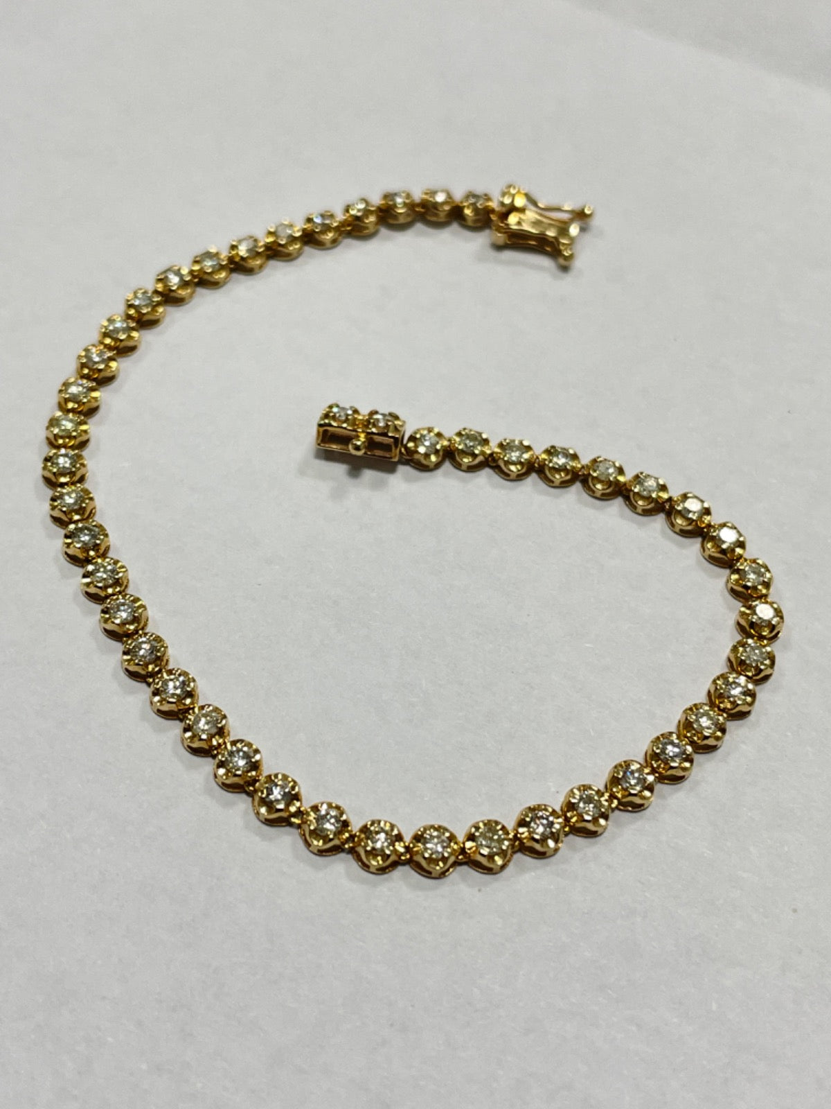 14K Yellow Gold Tênis Bracelet with Diamond