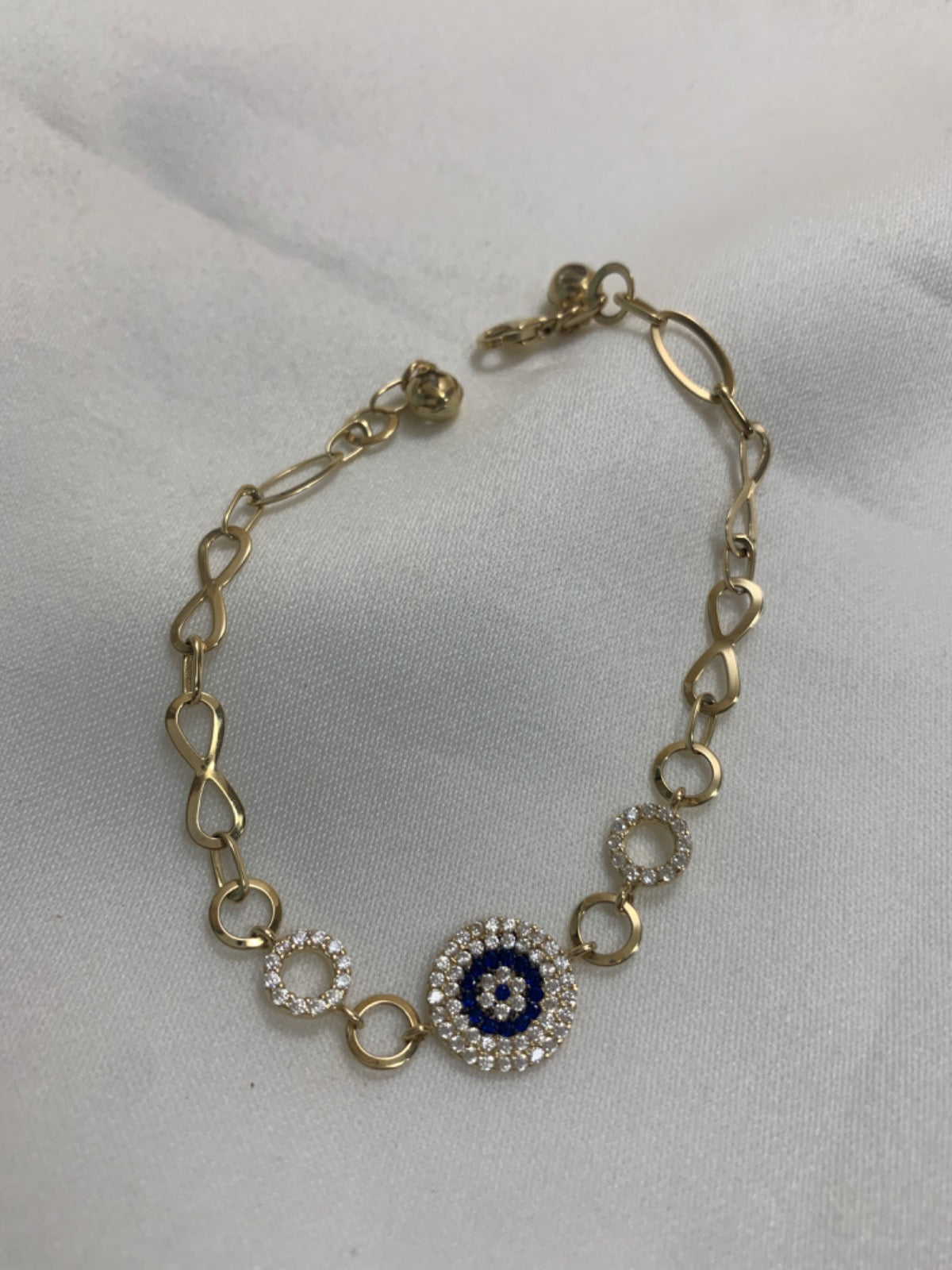 14K Yellow Gold Infinity Bracelet with CZ