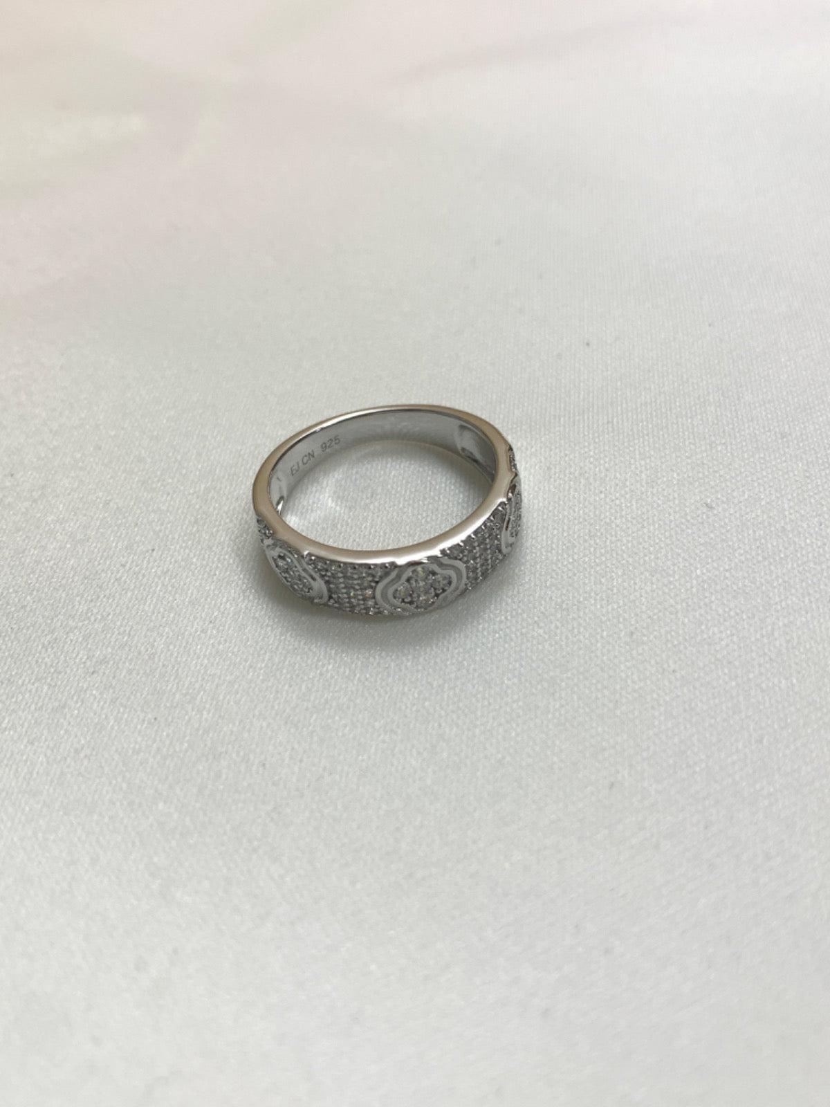 White Silver Ring with CZ