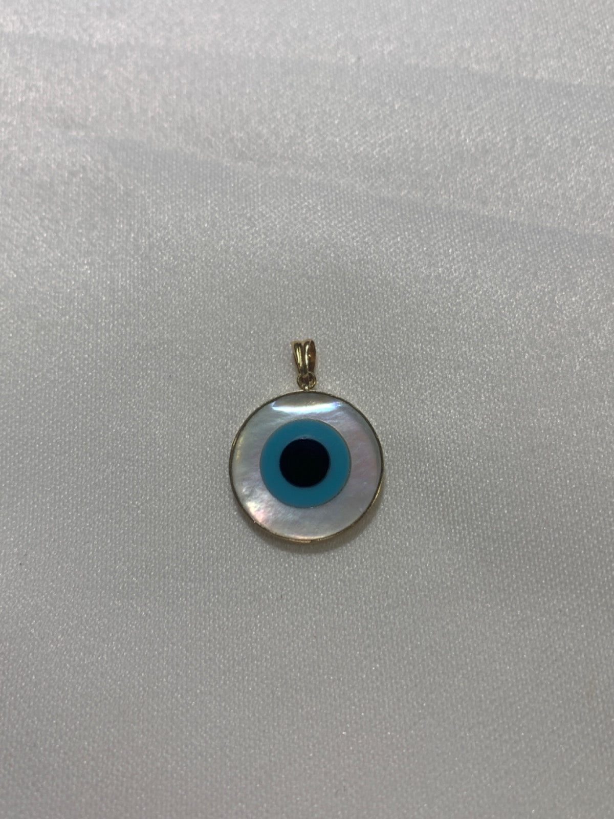 18K Yellow Gold Evil Eye Pendant with Mother Of Pearl
