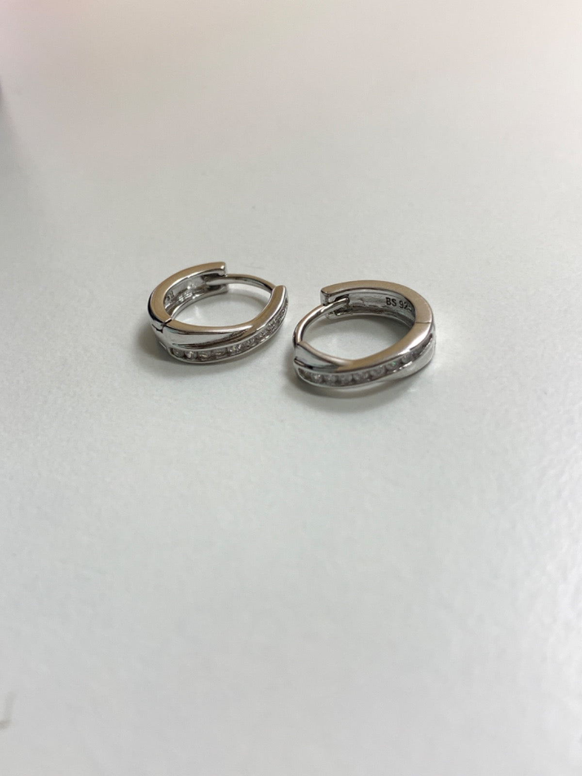 White Silver Earring with CZ