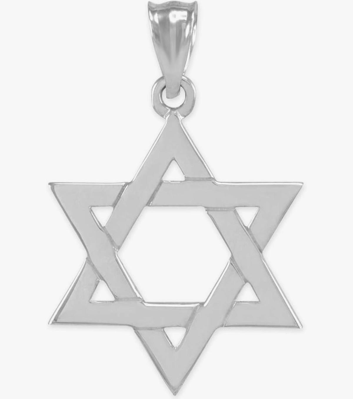 White Silver Star Of David Pendant