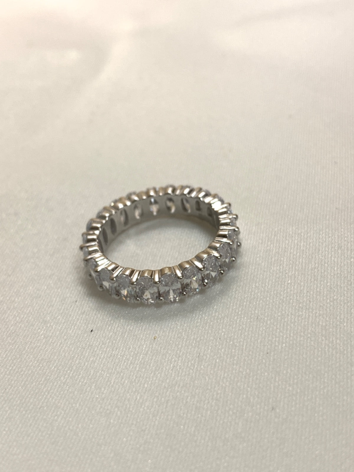 White Silver Ring with CZ