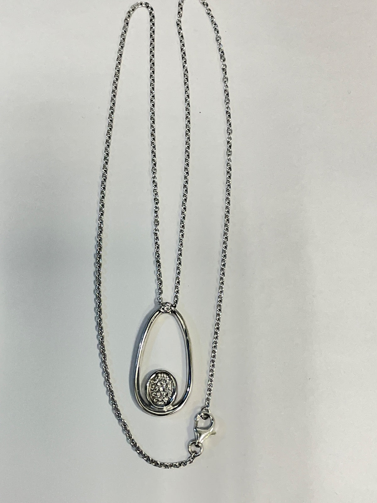 White Silver Necklace with CZ