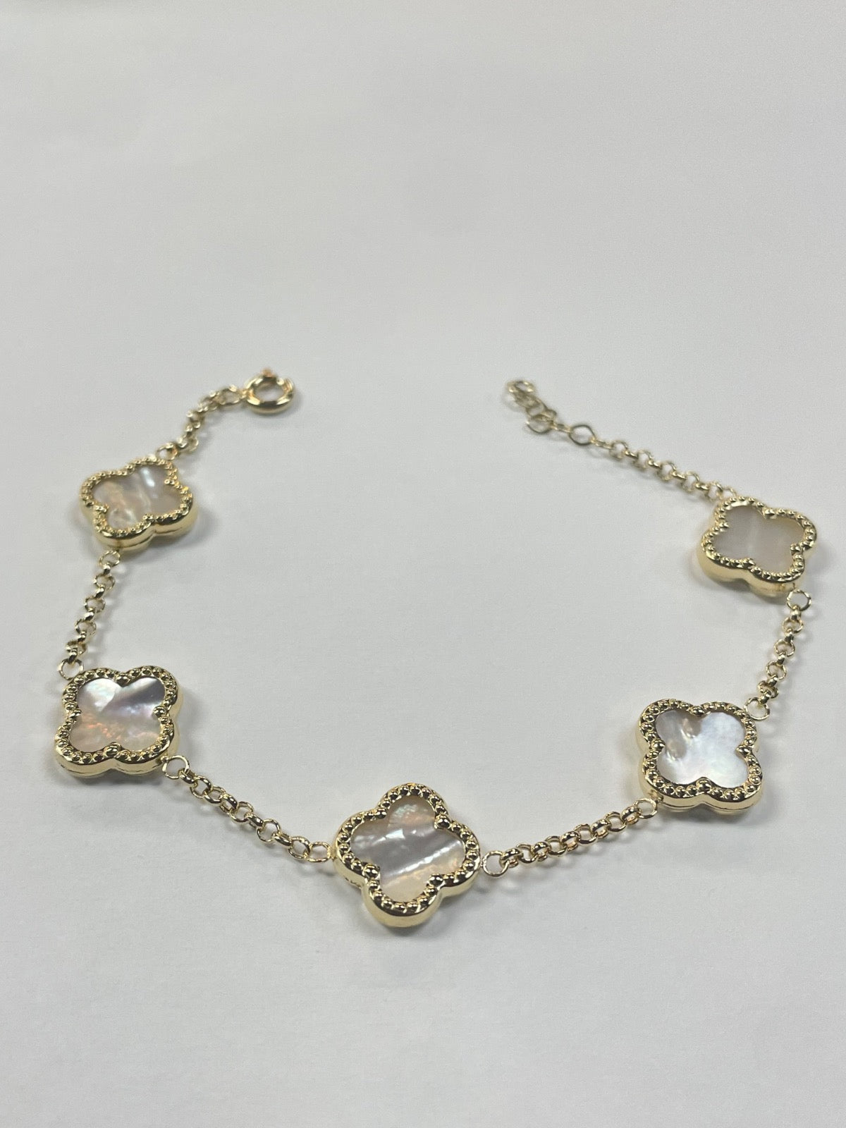 14K Yellow Gold Clove Bracelet with CZ