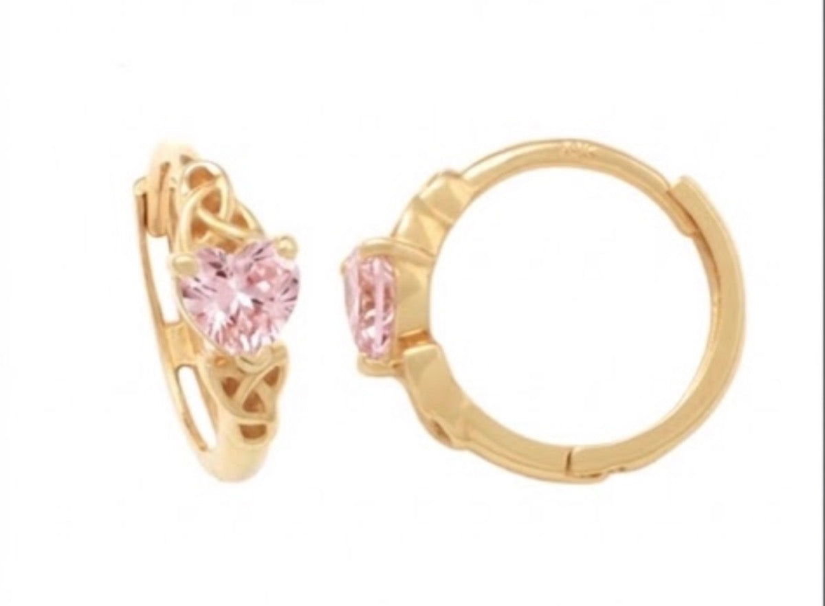 14K Yellow Gold Hoop Earring with CZ