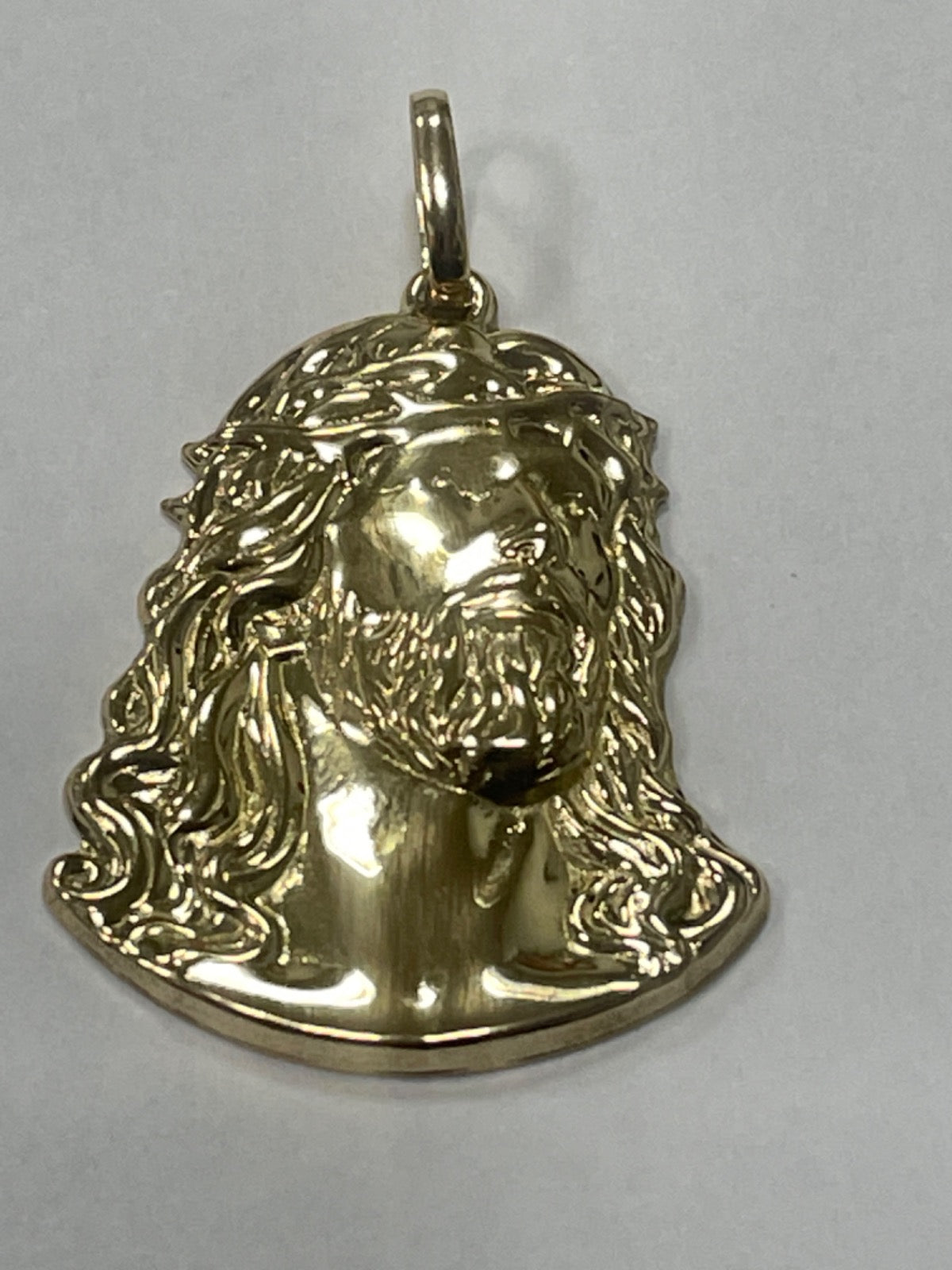 18K Yellow Gold Christ Face Pendant