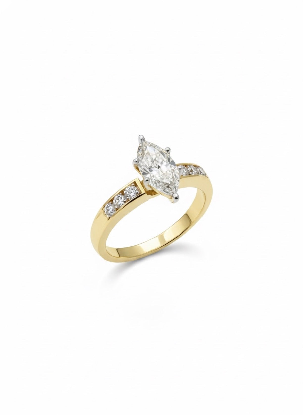 14K Yellow Gold Set Engagement Ring with Lab Diamond
