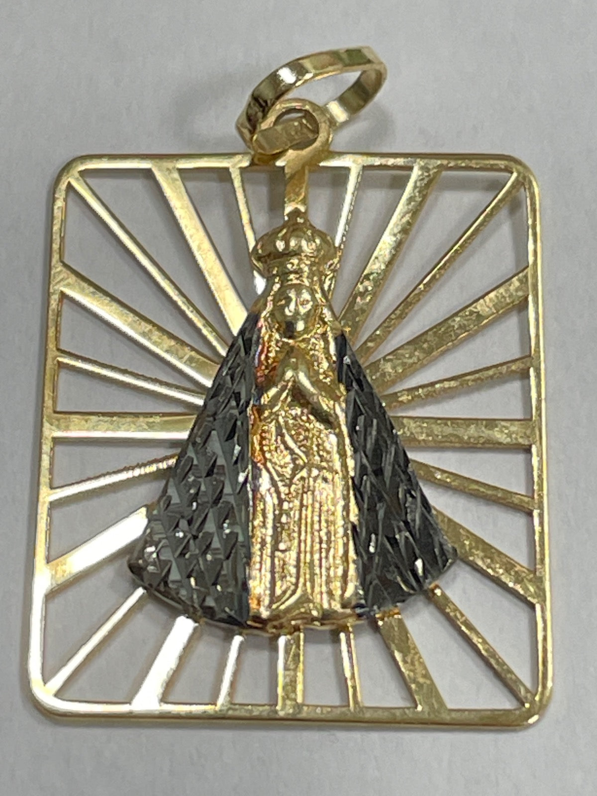 18K Yellow Gold Our Lady Pendant with CZ