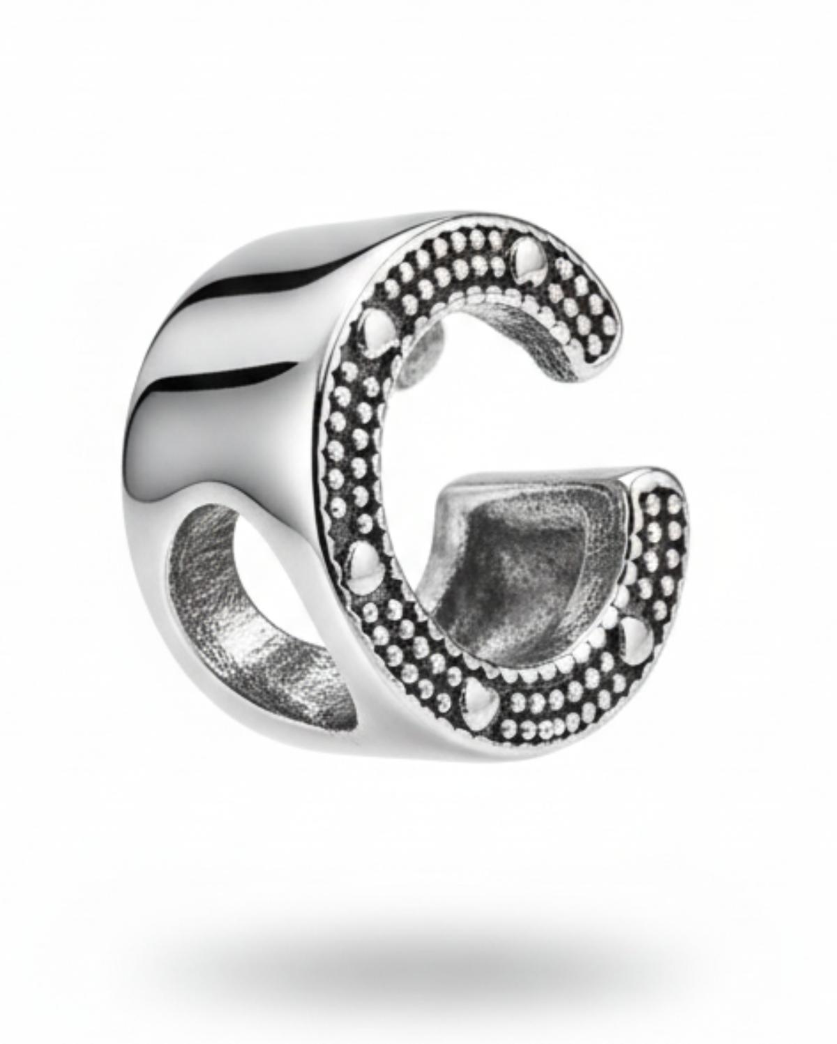 White Silver Pandora Letter C Charm with CZ