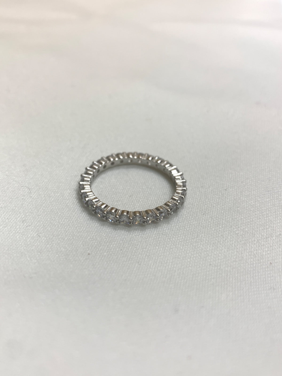 White Silver Ring with CZ