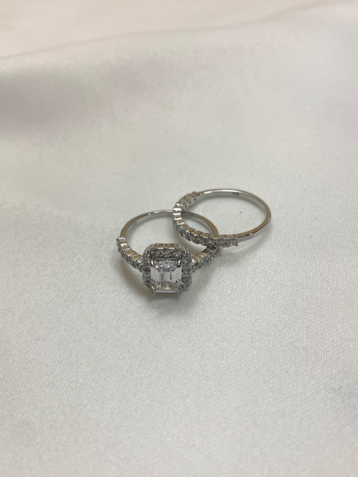 White Silver Ring with CZ