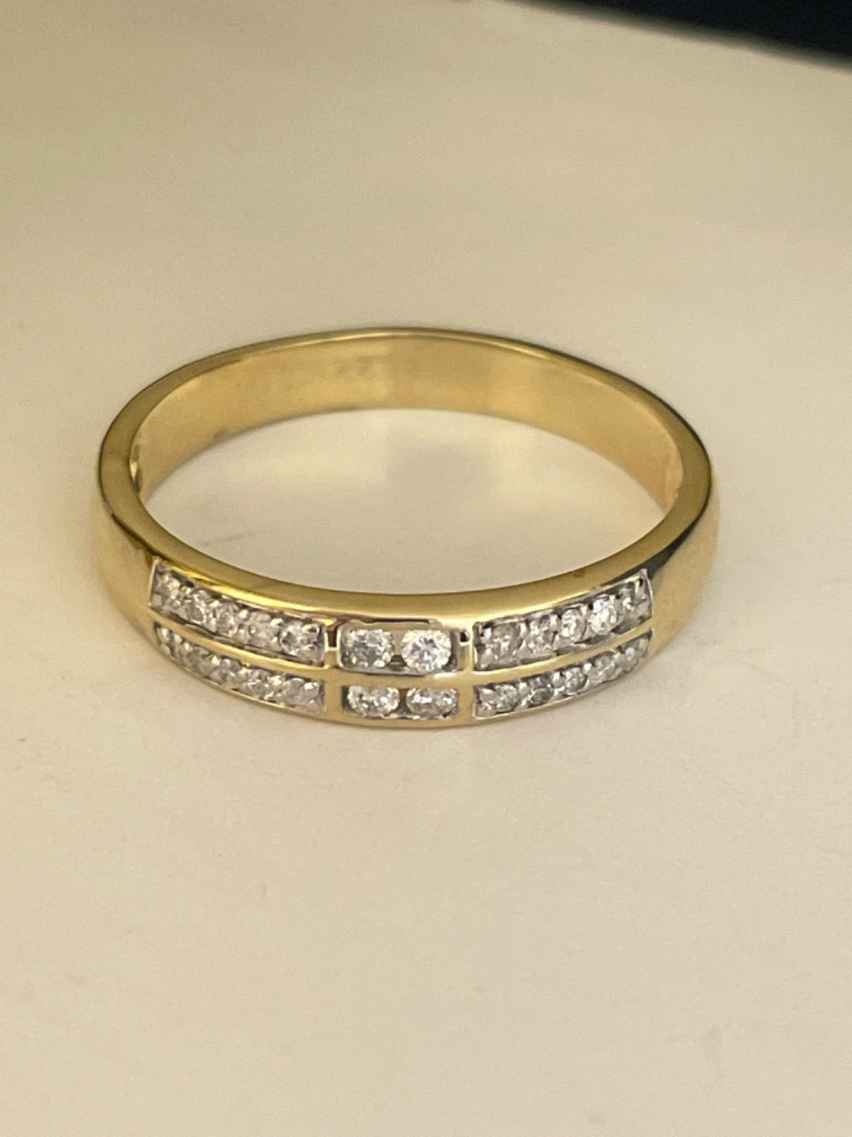 14K Yellow Gold Wedding Band with Diamond