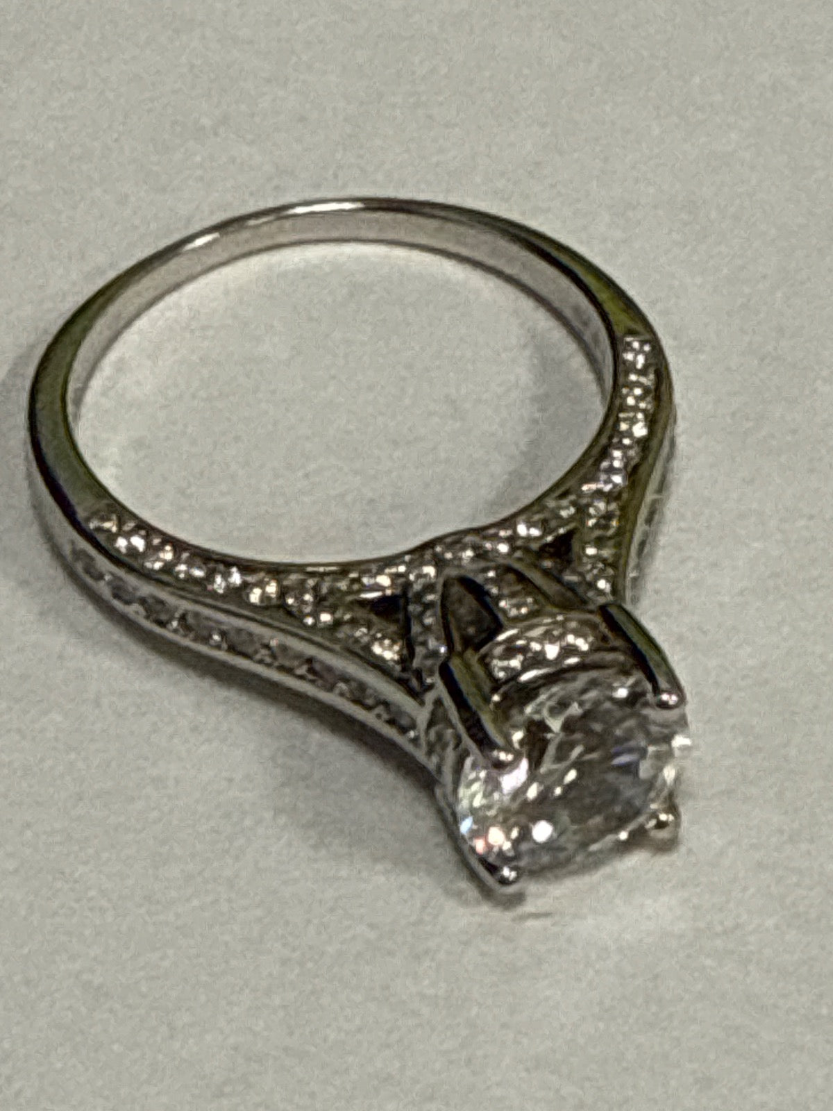 White Silver Engagement Ring with CZ