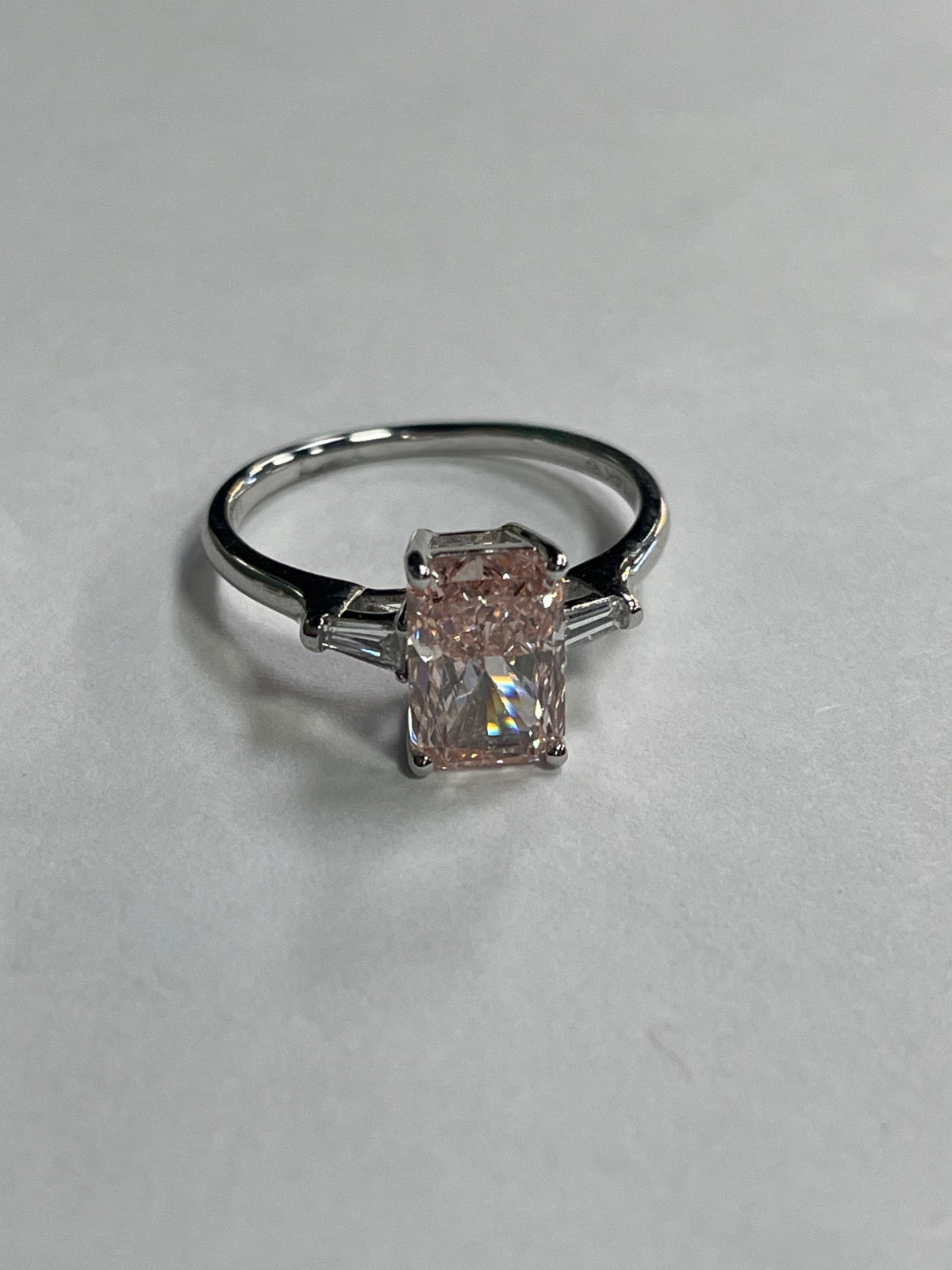 14K White Gold Ring with Lab Diamond