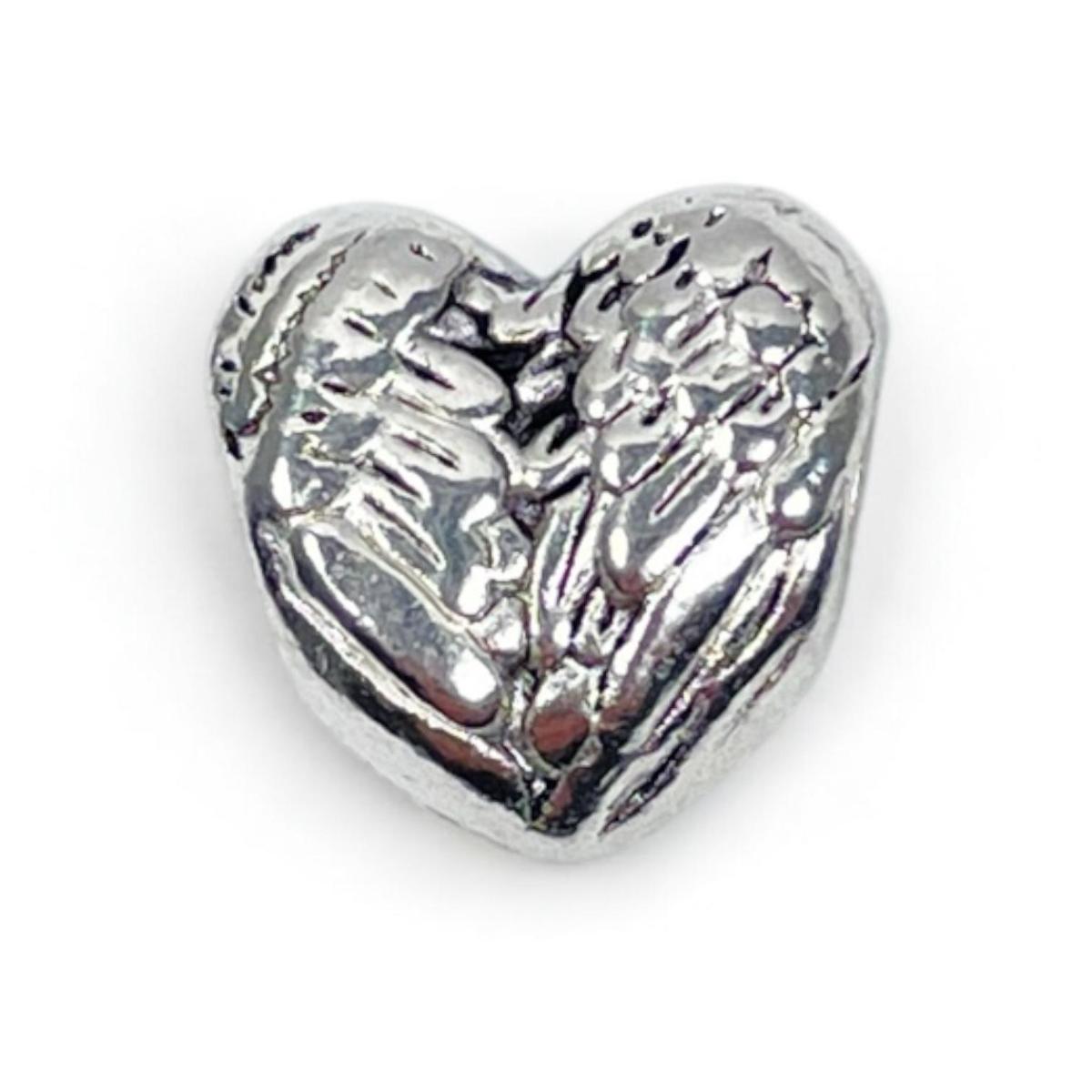 White Silver Heart With Wings Charm
