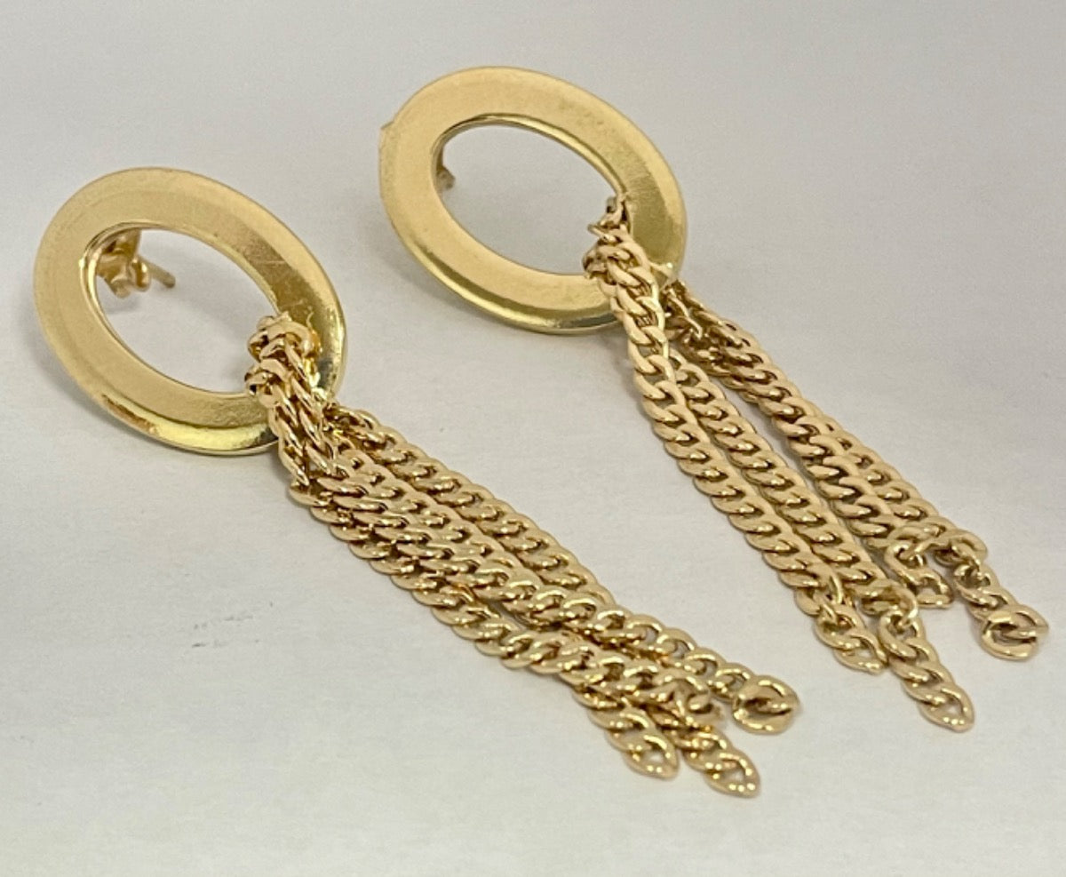18K Yellow Gold Chains Earring