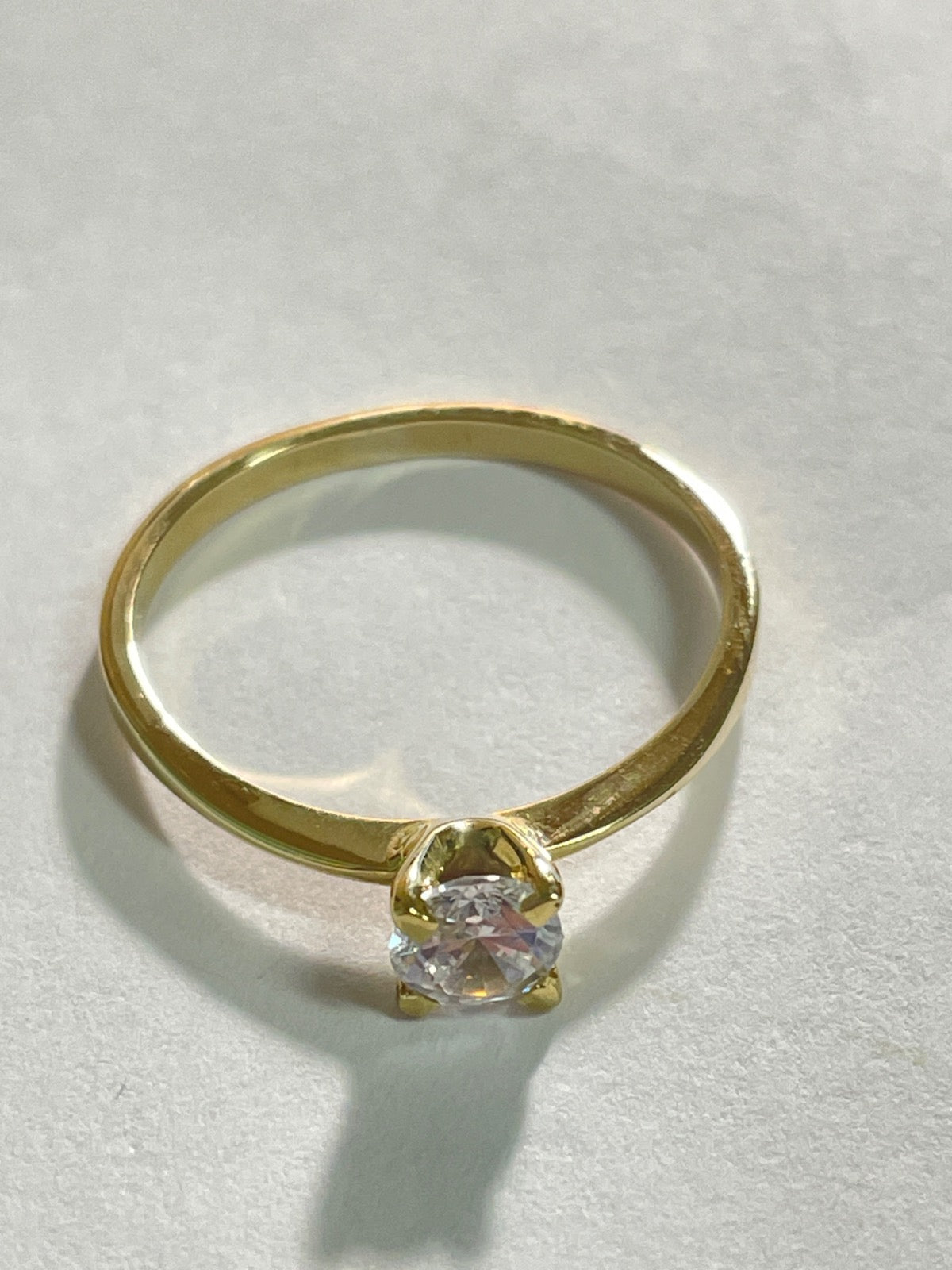 18K Yellow Gold Engagement Ring with CZ