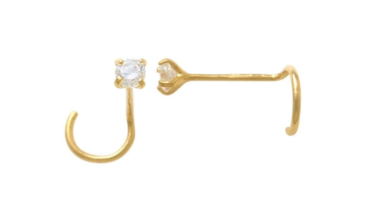 14K Yellow Gold Piercing with CZ