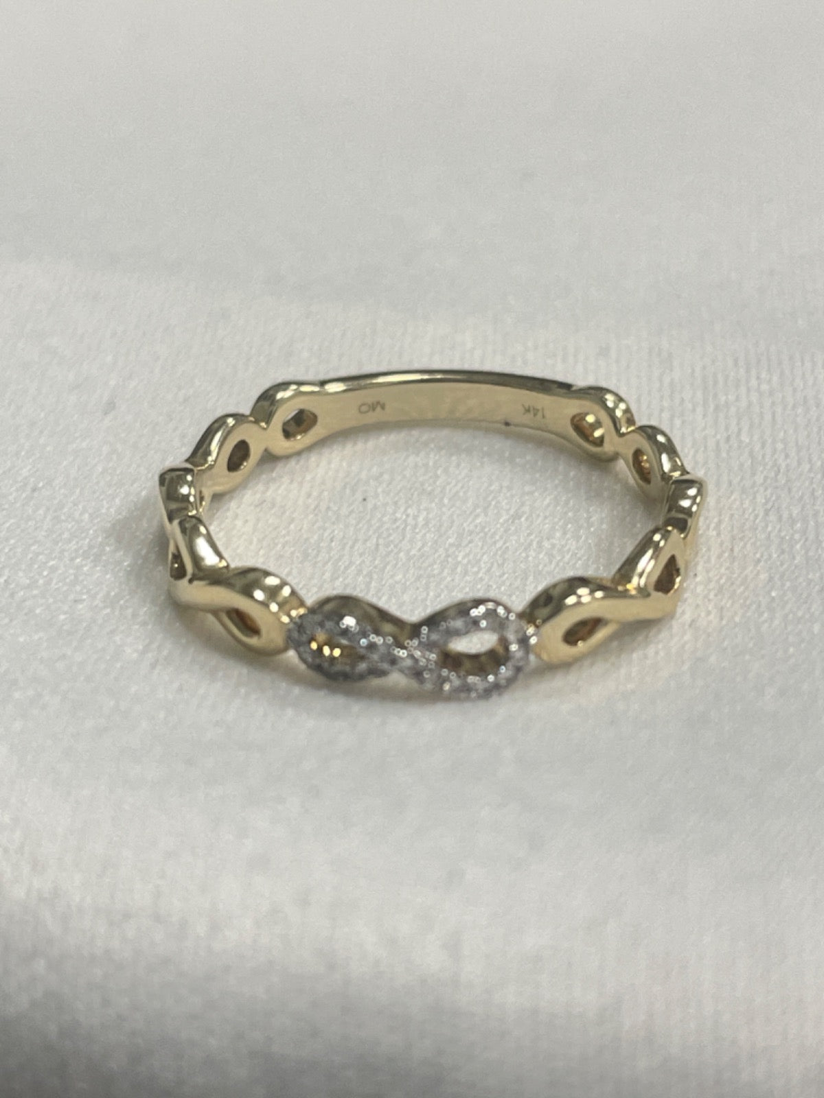 14K Yellow Gold Infinity Ring with Diamond