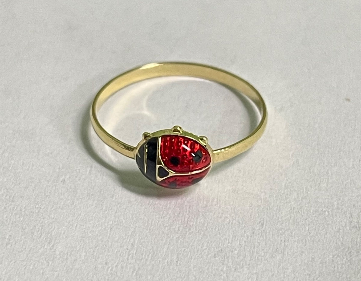 18K Yellow Gold Ladybugs Ring