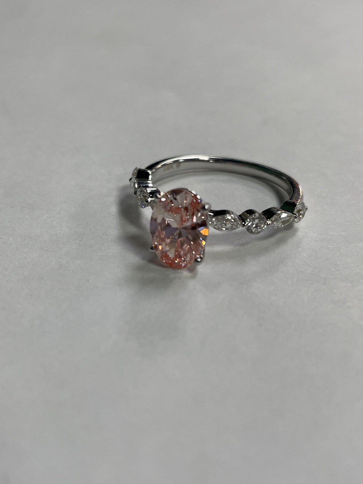 14K White Gold Ring with Lab Diamond