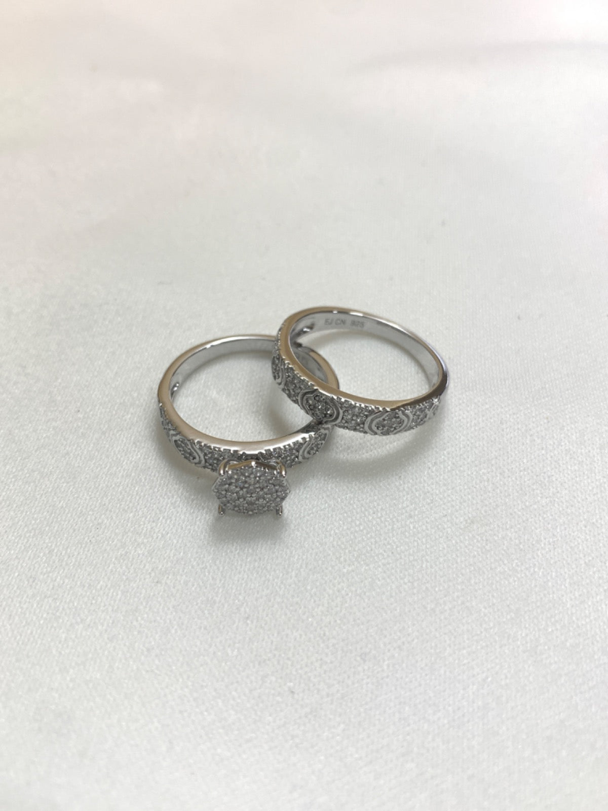 White Silver Ring with CZ