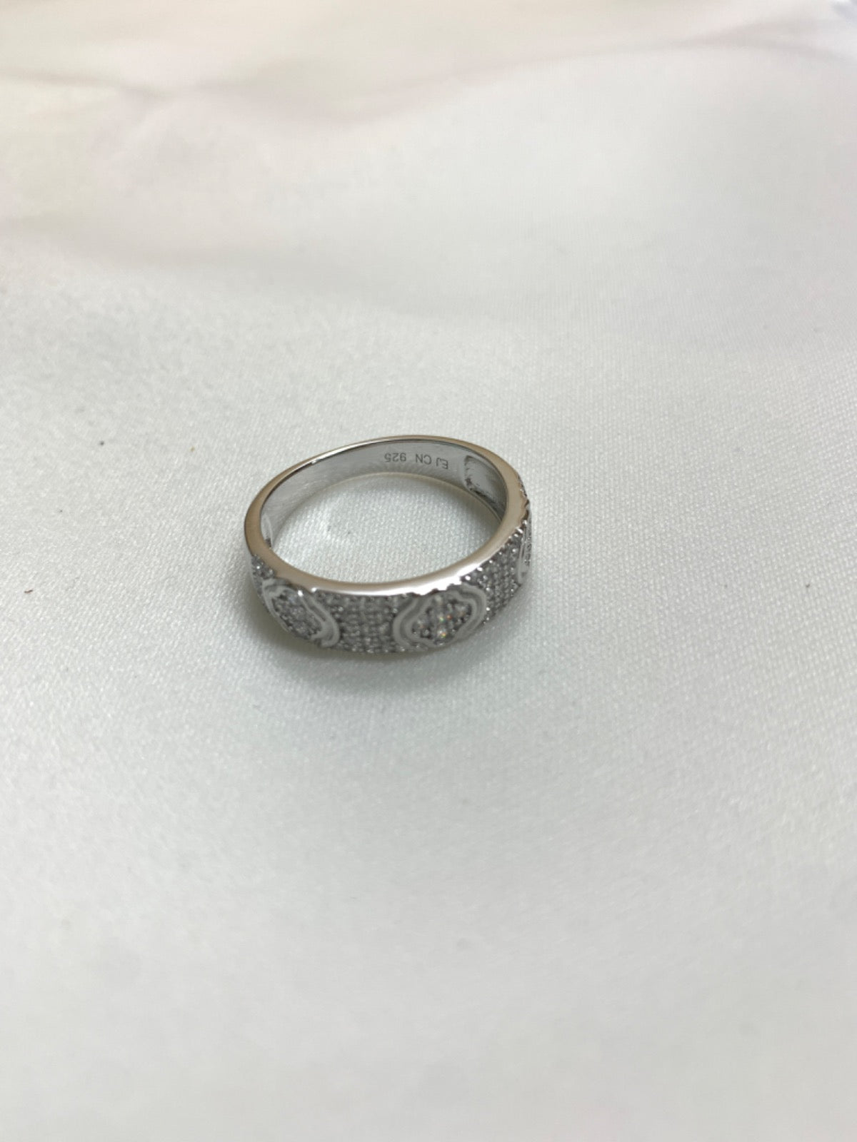 White Silver Ring with CZ
