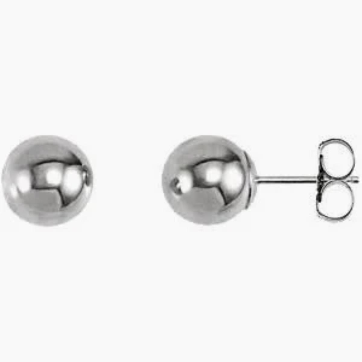 White Silver Ball 5.7mm Earring