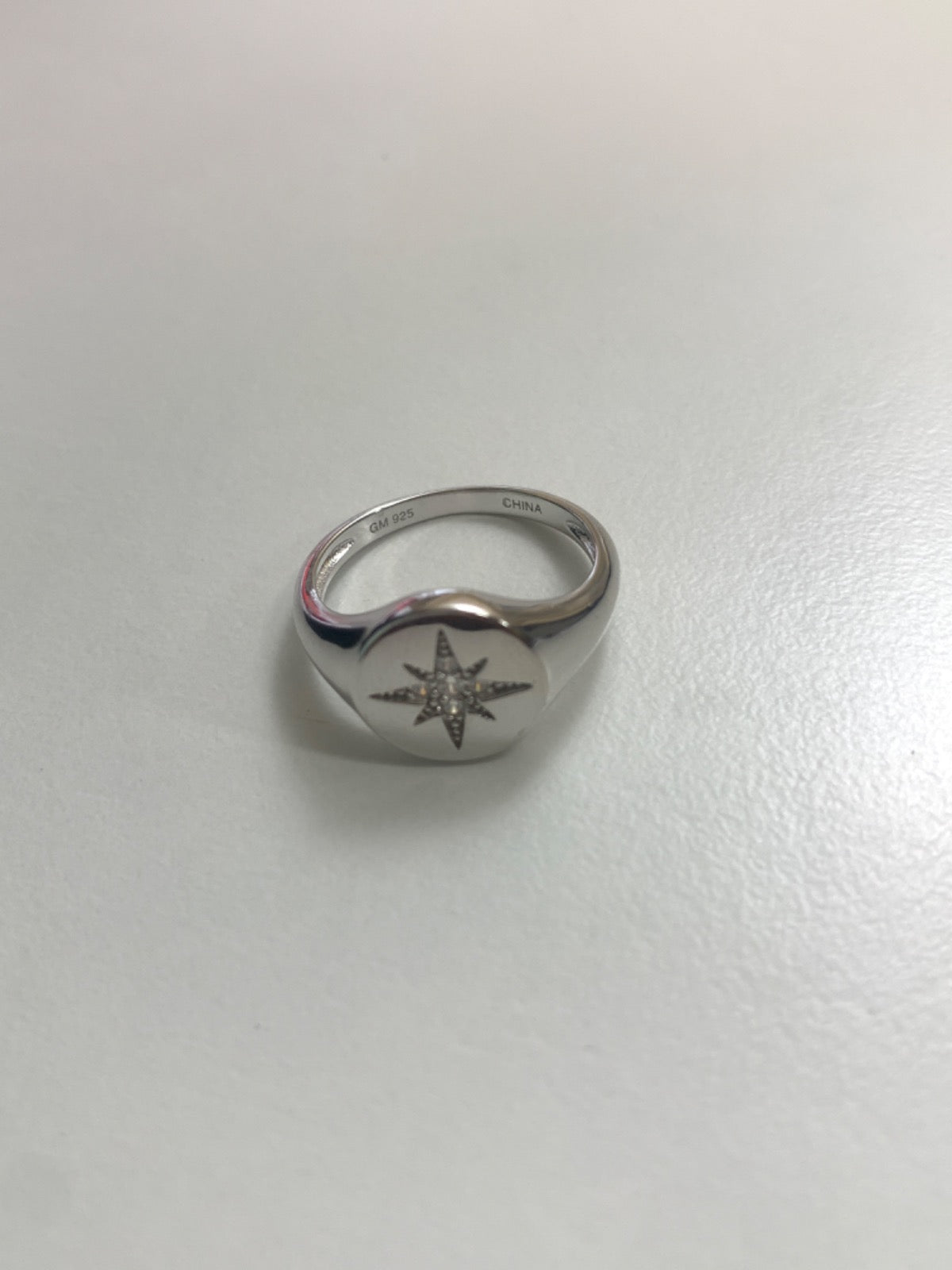 White Silver Ring with CZ