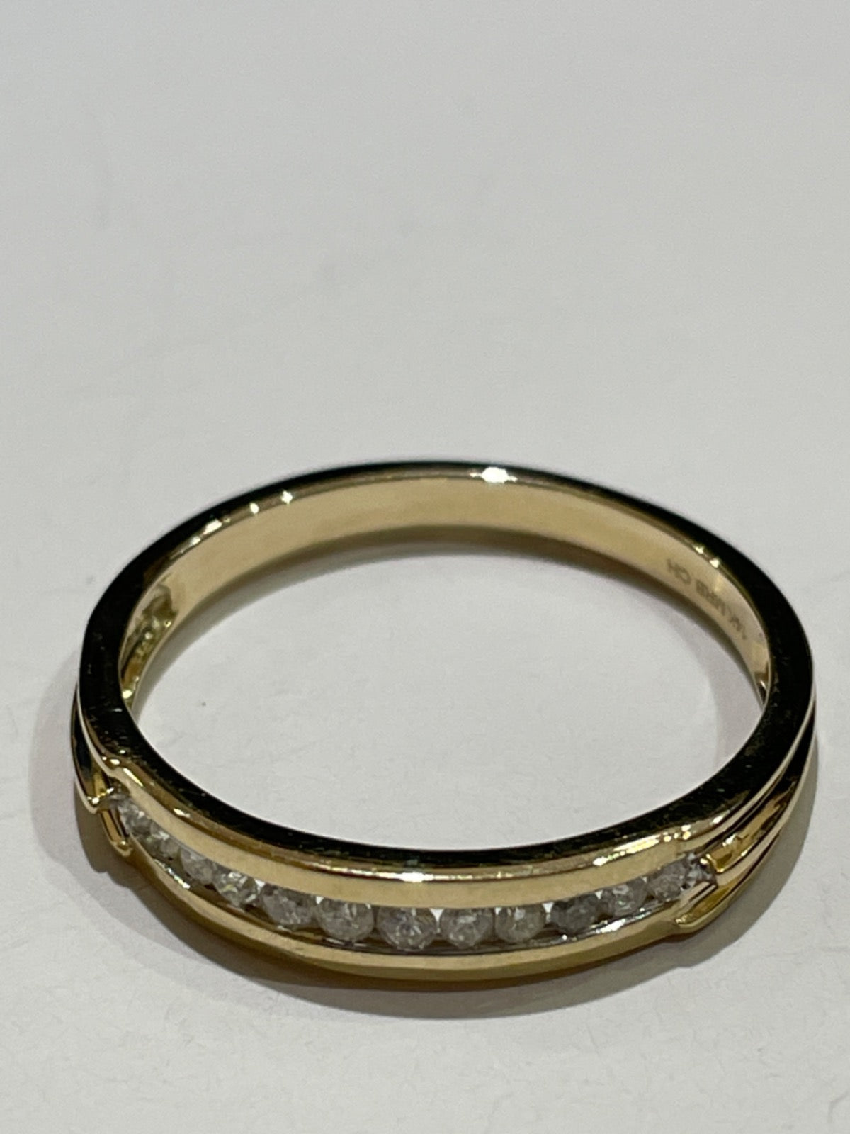14K Yellow Gold Wedding Band with Diamond
