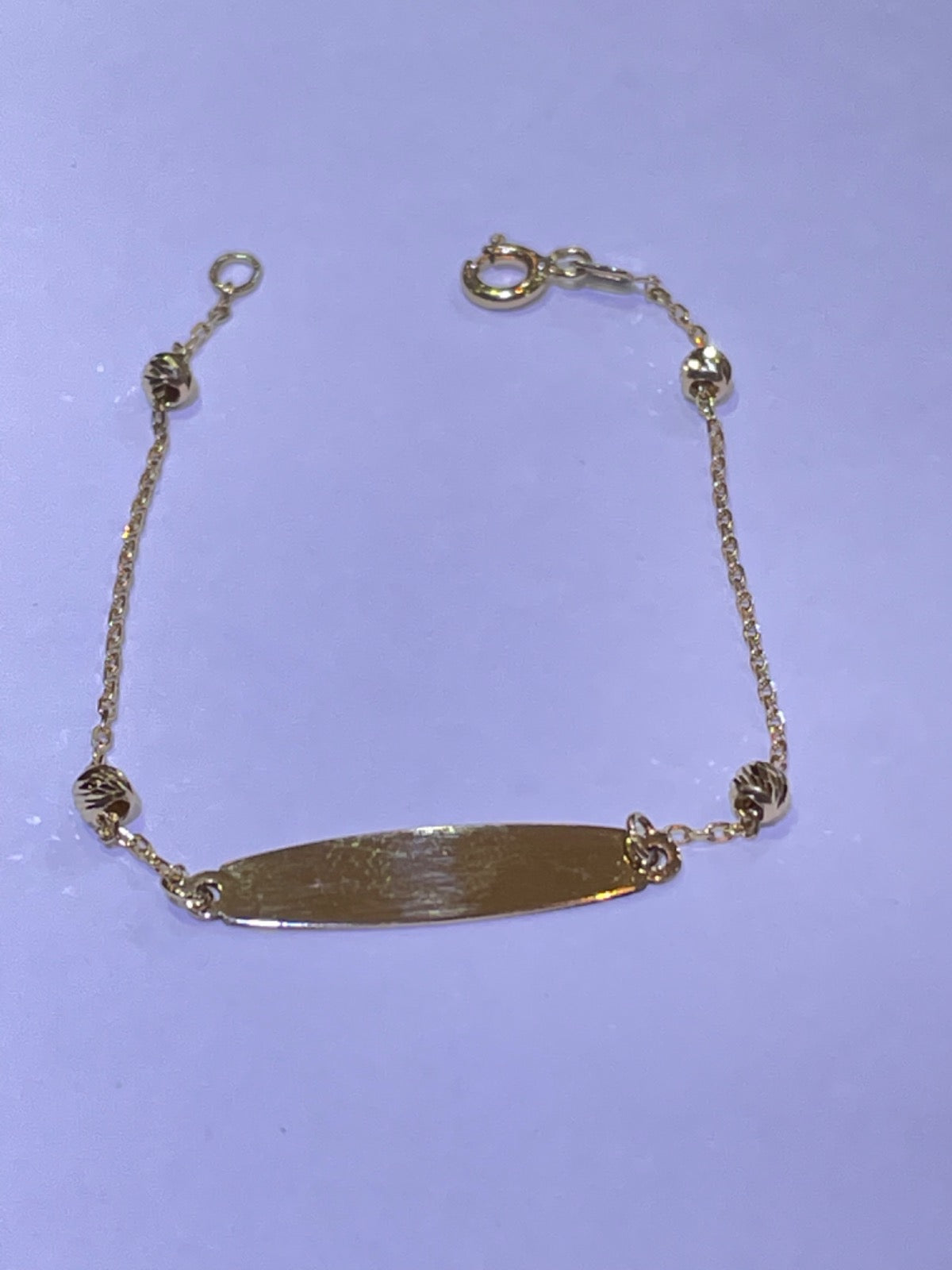 Pulseira de bebê de bola pequena de ouro amarelo de 18k