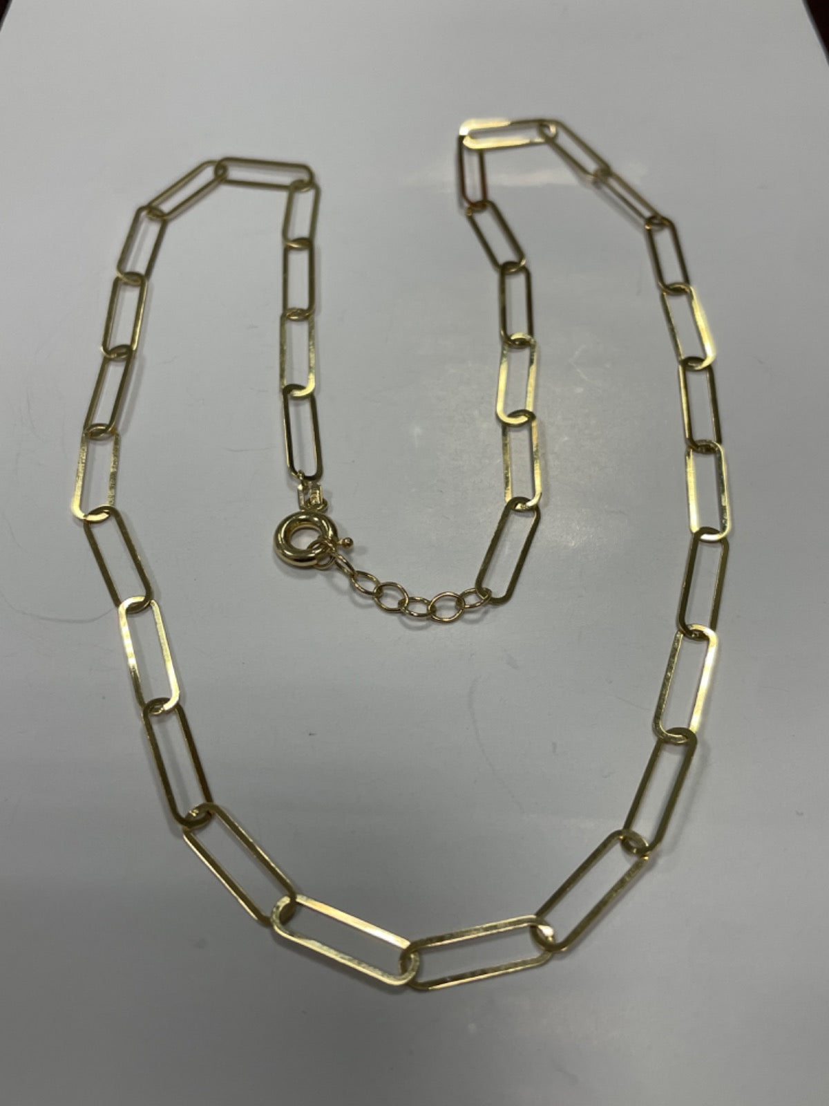 18K Yellow Gold Paper Clips Chain