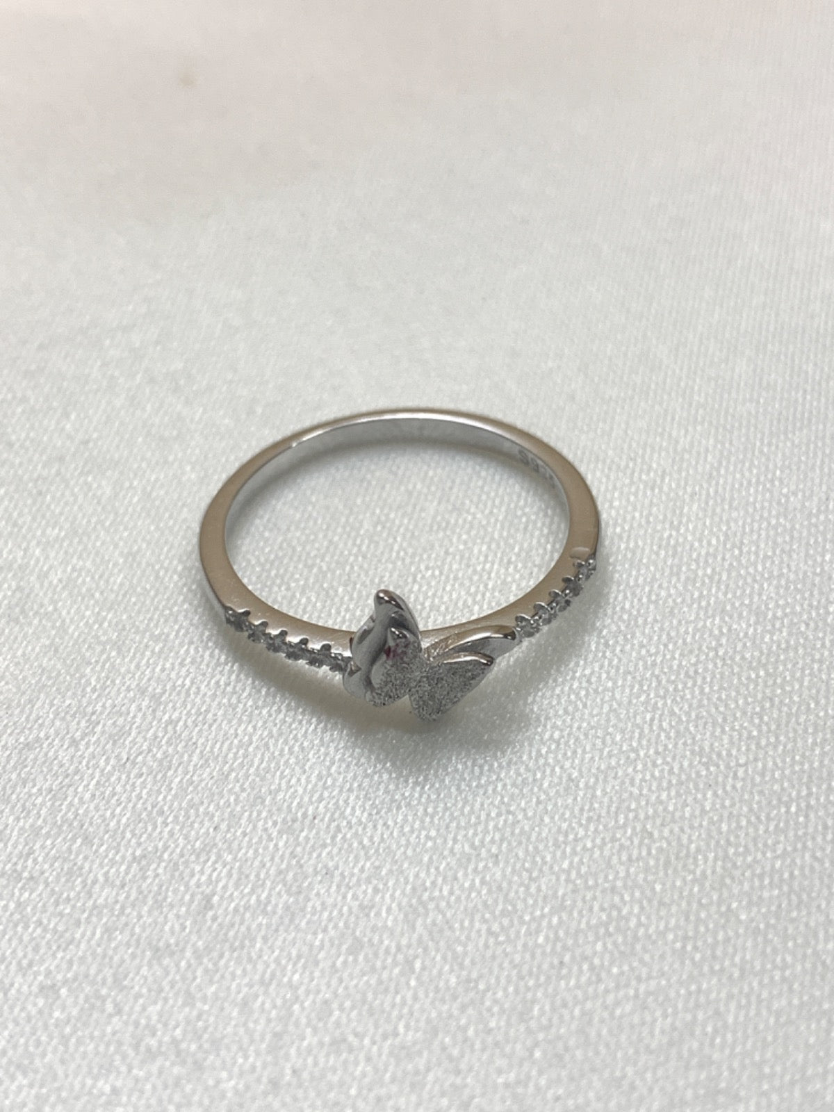 White Silver Ring with CZ