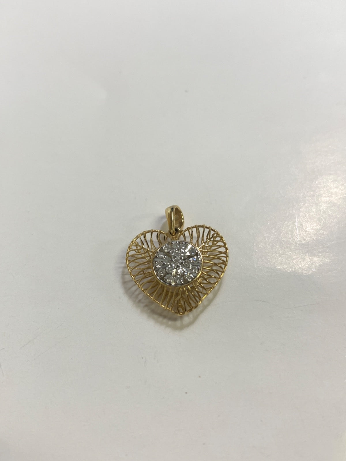 14K Yellow Gold Heart Pendant with Diamond