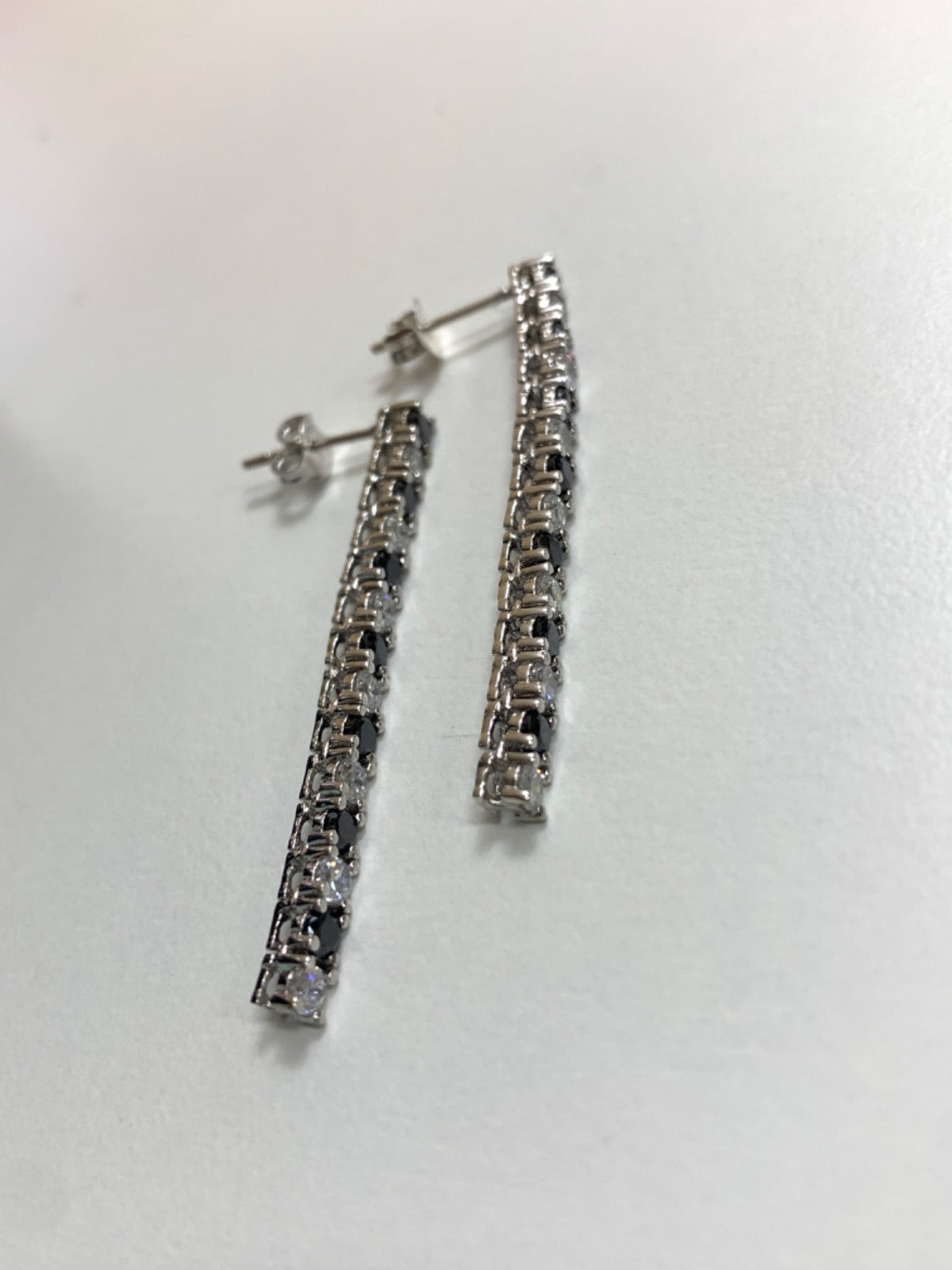 White Silver Earring with CZ