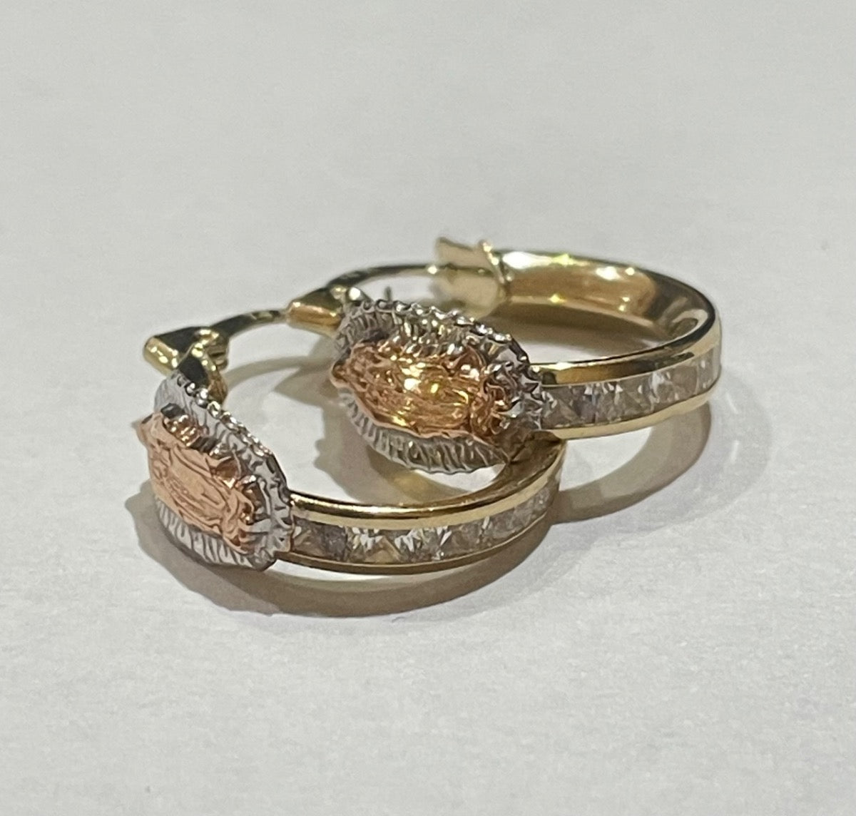 14K Two-Tone Gold Hoop Quadalupe Earring
