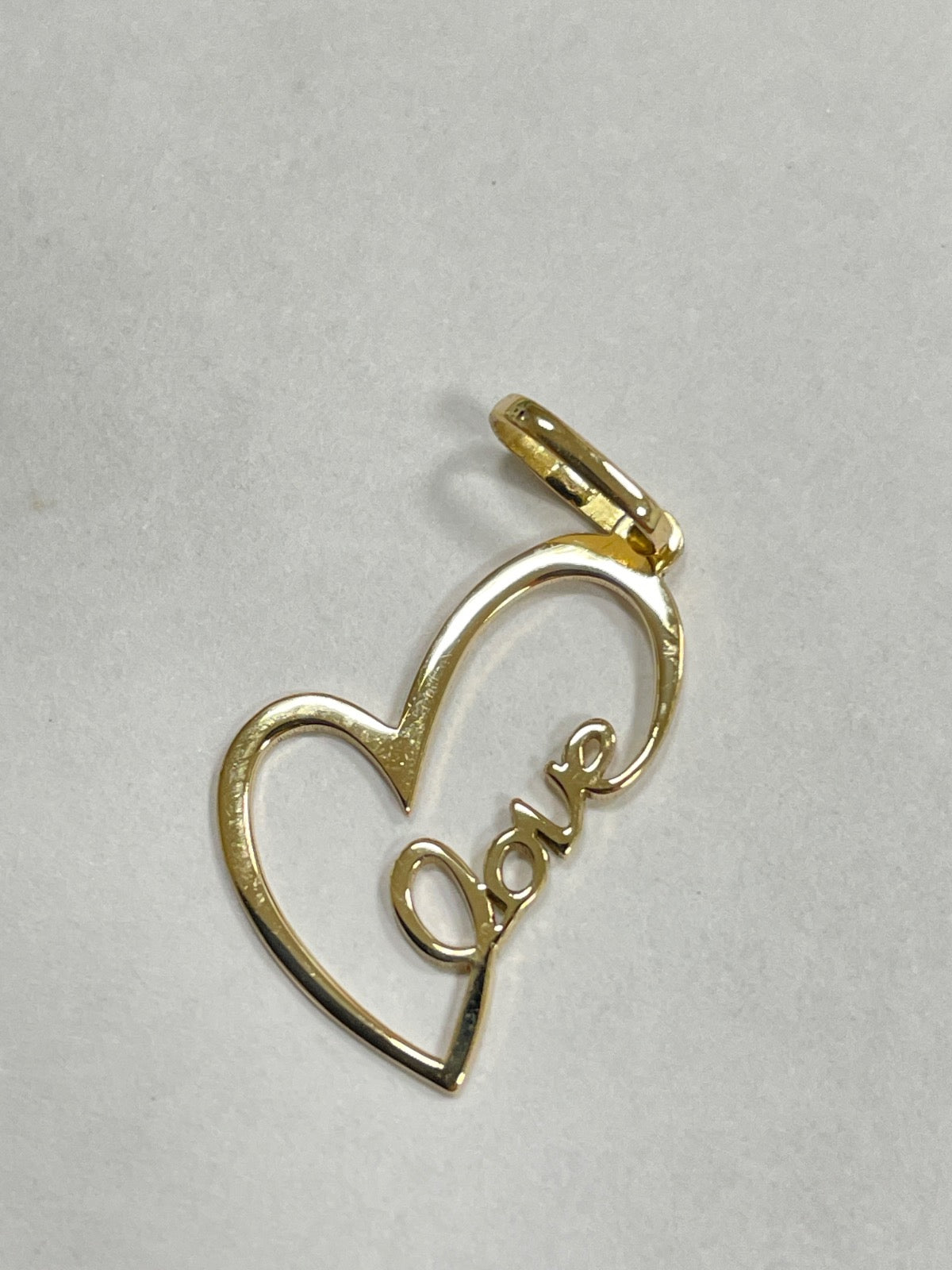 18K Yellow Gold Heart Love Pendant