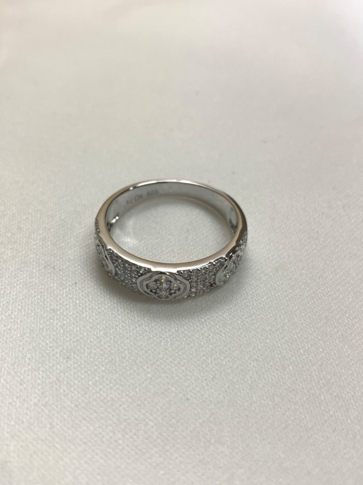 White Silver Ring with CZ
