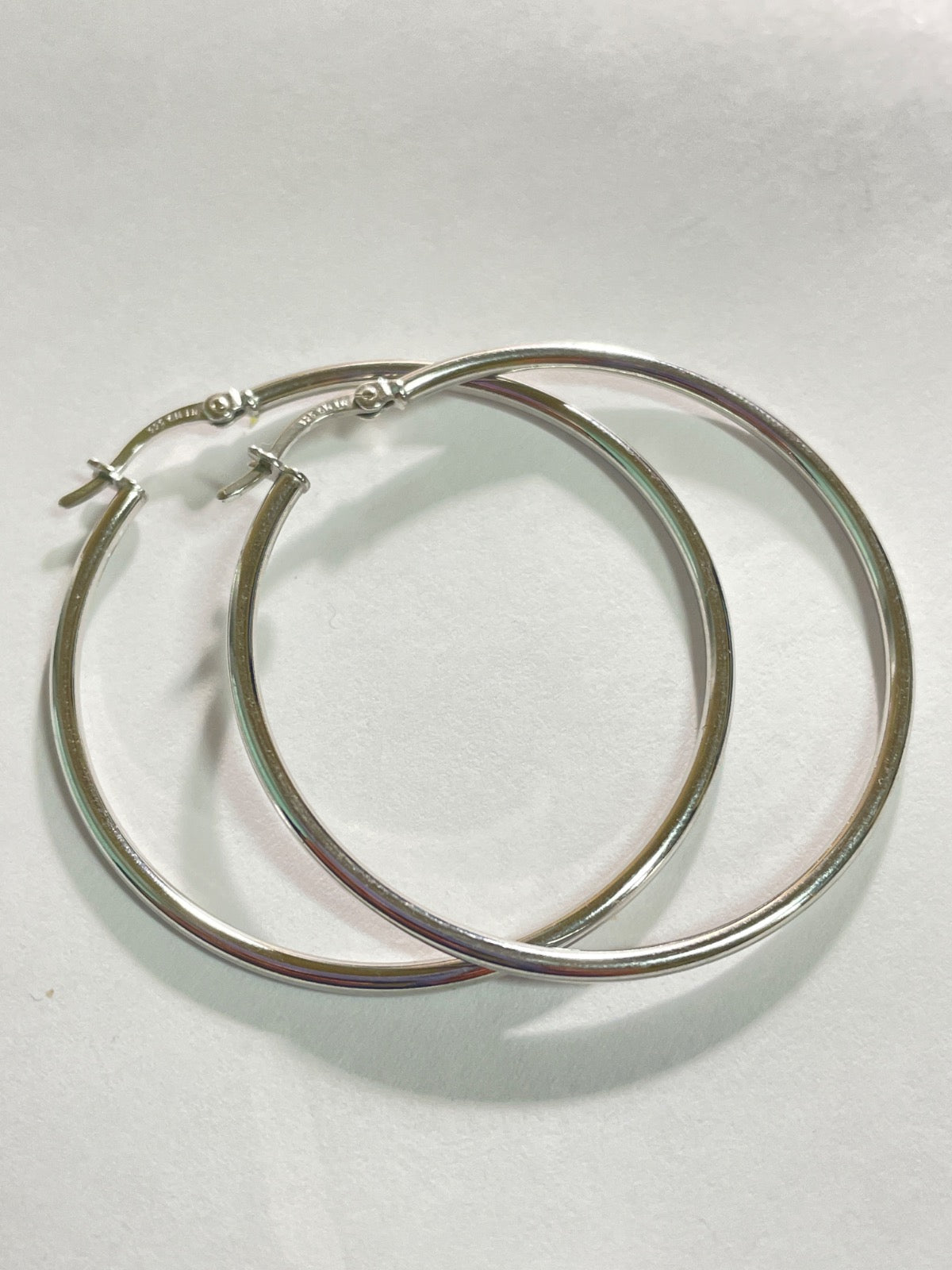 White Silver Hoop Earring