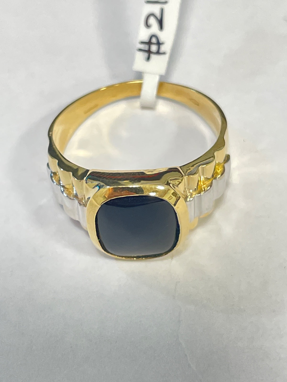 18K Tri-Tone Gold Ring with Onyx