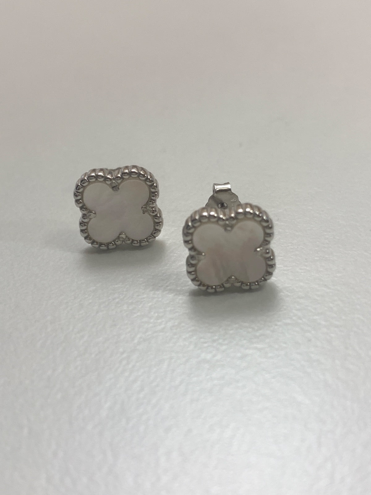 White Silver Earring with CZ