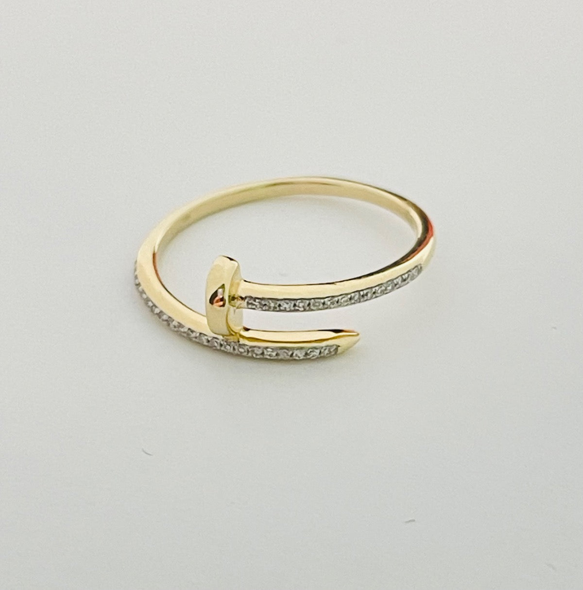 14K Yellow Gold Nail Ring with Diamond