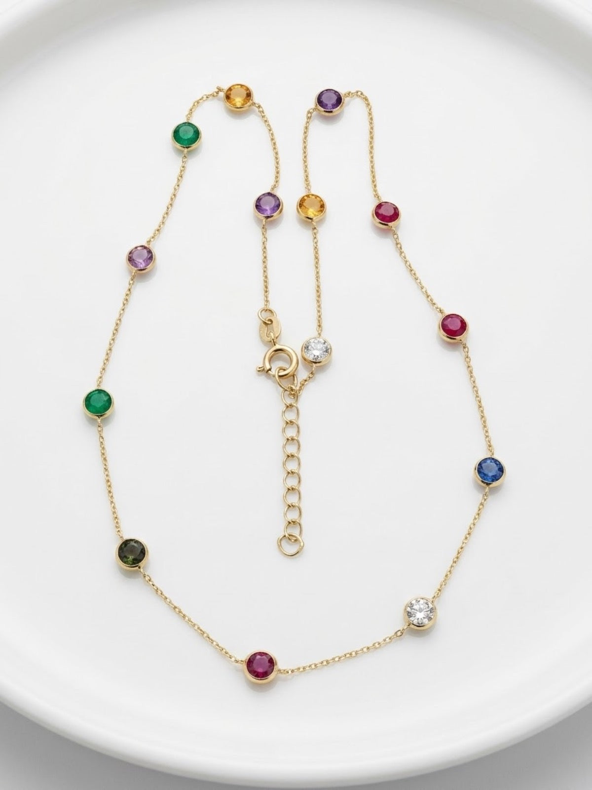 14K Yellow Gold Charm Necklace Set with CZ