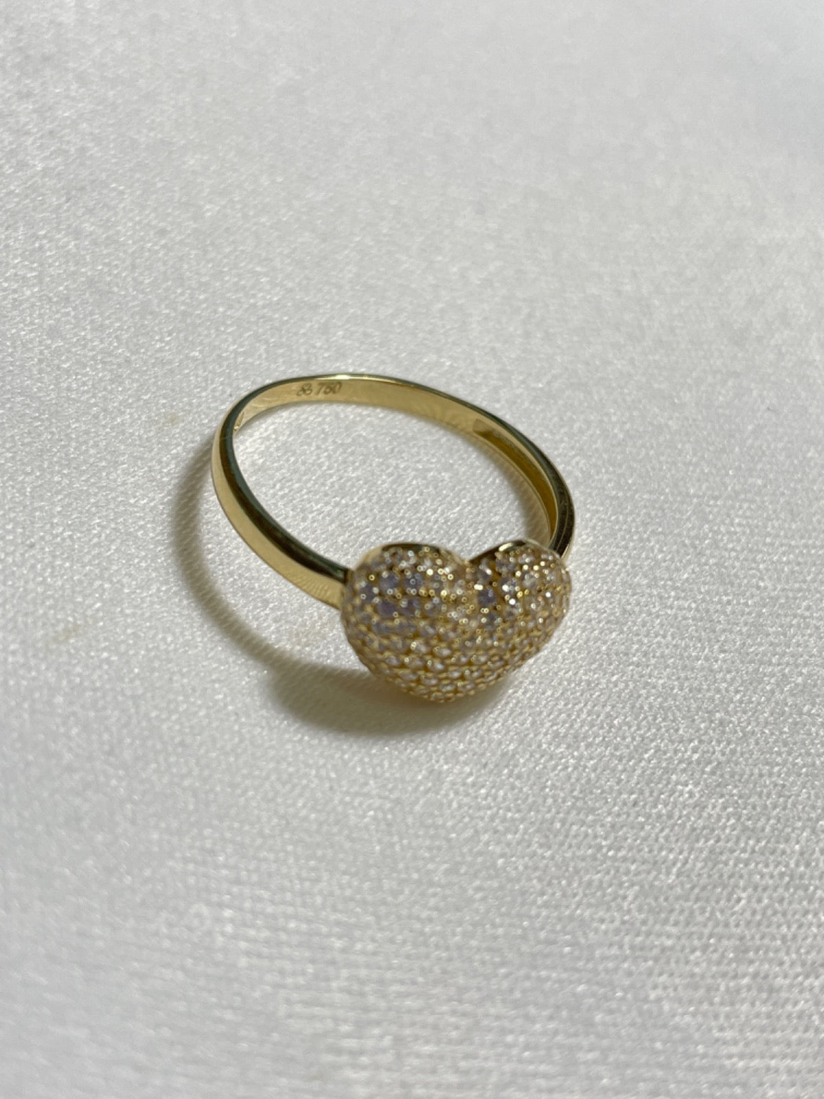 18K Yellow Gold Heart Ring with CZ